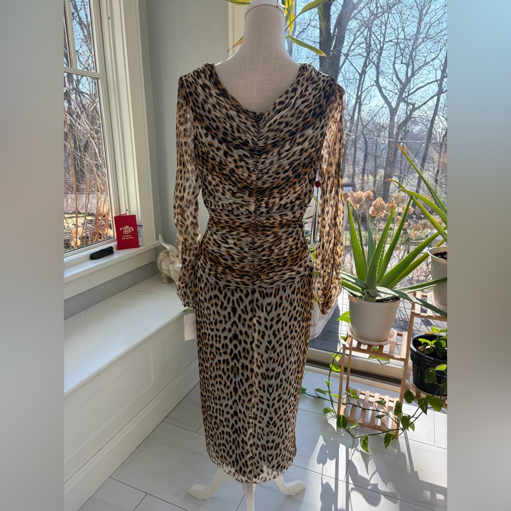 Tadashi Shoji Animal Print Long Sleeve Dress - Picture 5 of 11
